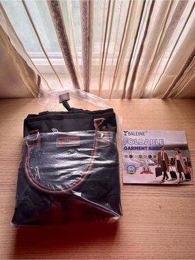 BALEINE Foldable Men’s Garment Bag – Black with Brown Trim
